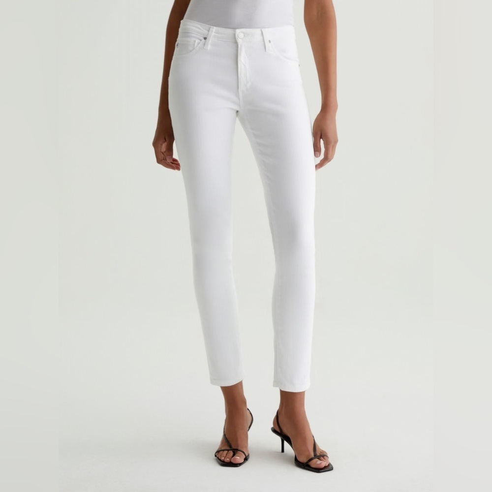 AG Prima Ankle Cigarette Slim Straight Leg Jeans White Denim Casual Women’s 27 - Picture 1 of 11
